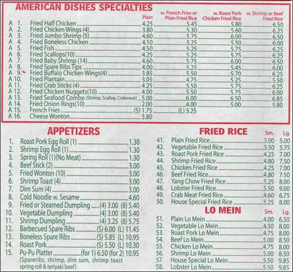 Golden Kitchen Chinese Restaurant Menu