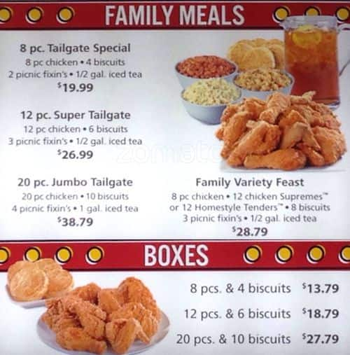 Menu at Bojangles fast food, Charlotte, S Tryon St