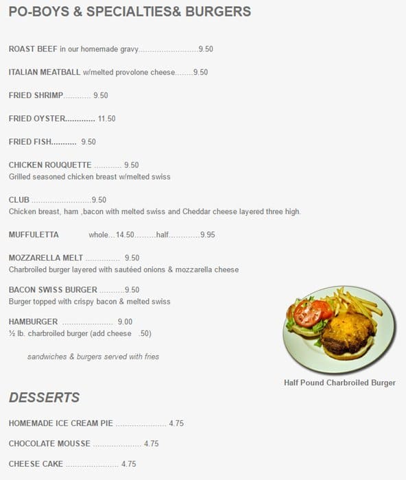 Menu at Janie Brown's Restaurant,