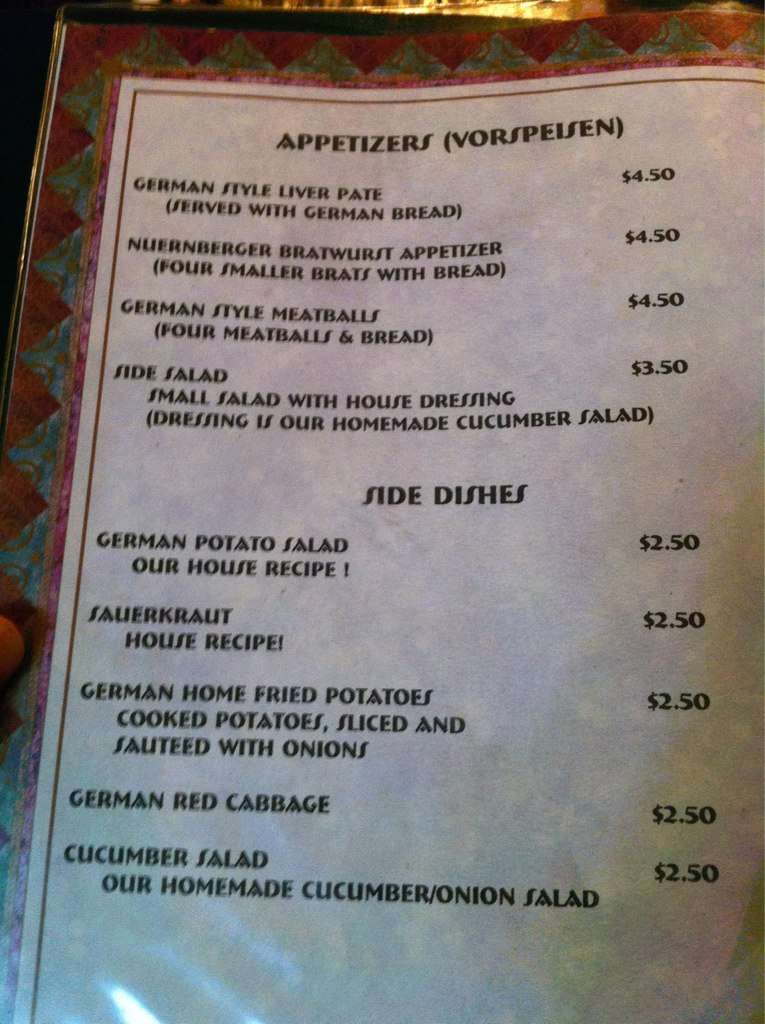Berliner Kindl German Restaurant Menu Urbanspoon Zomato