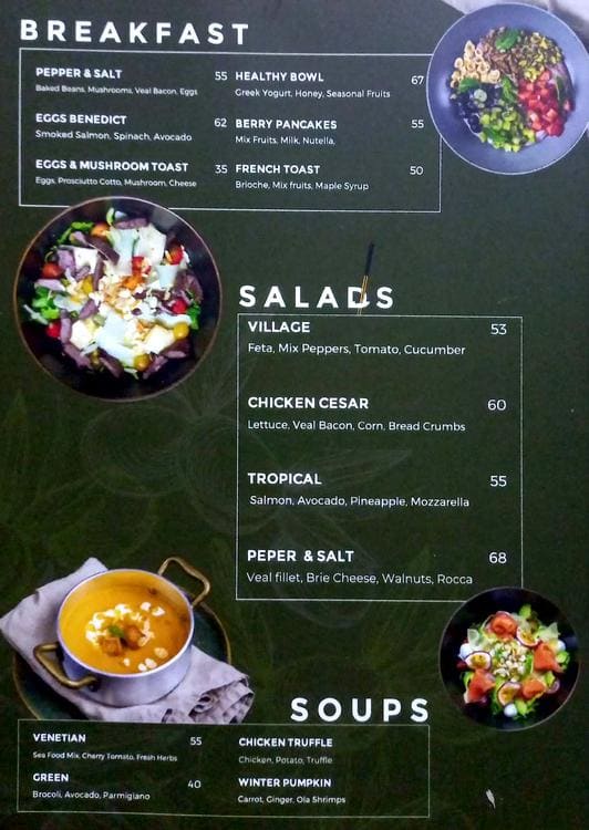 Menu of Pepper & Salt Restaurant, Dubai Marina, Dubai