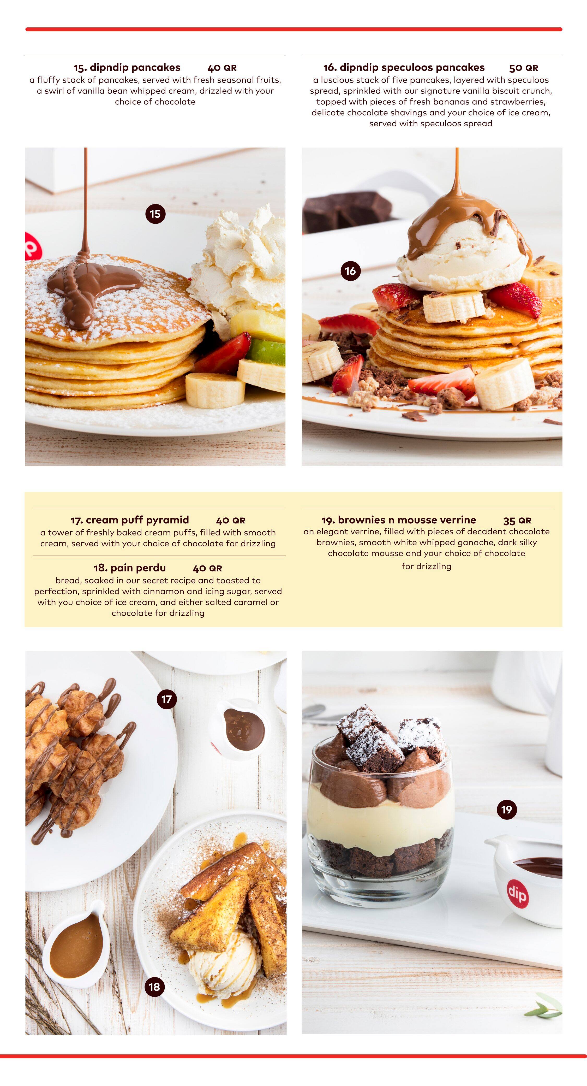 dipndip - Mall of Qatar menu
