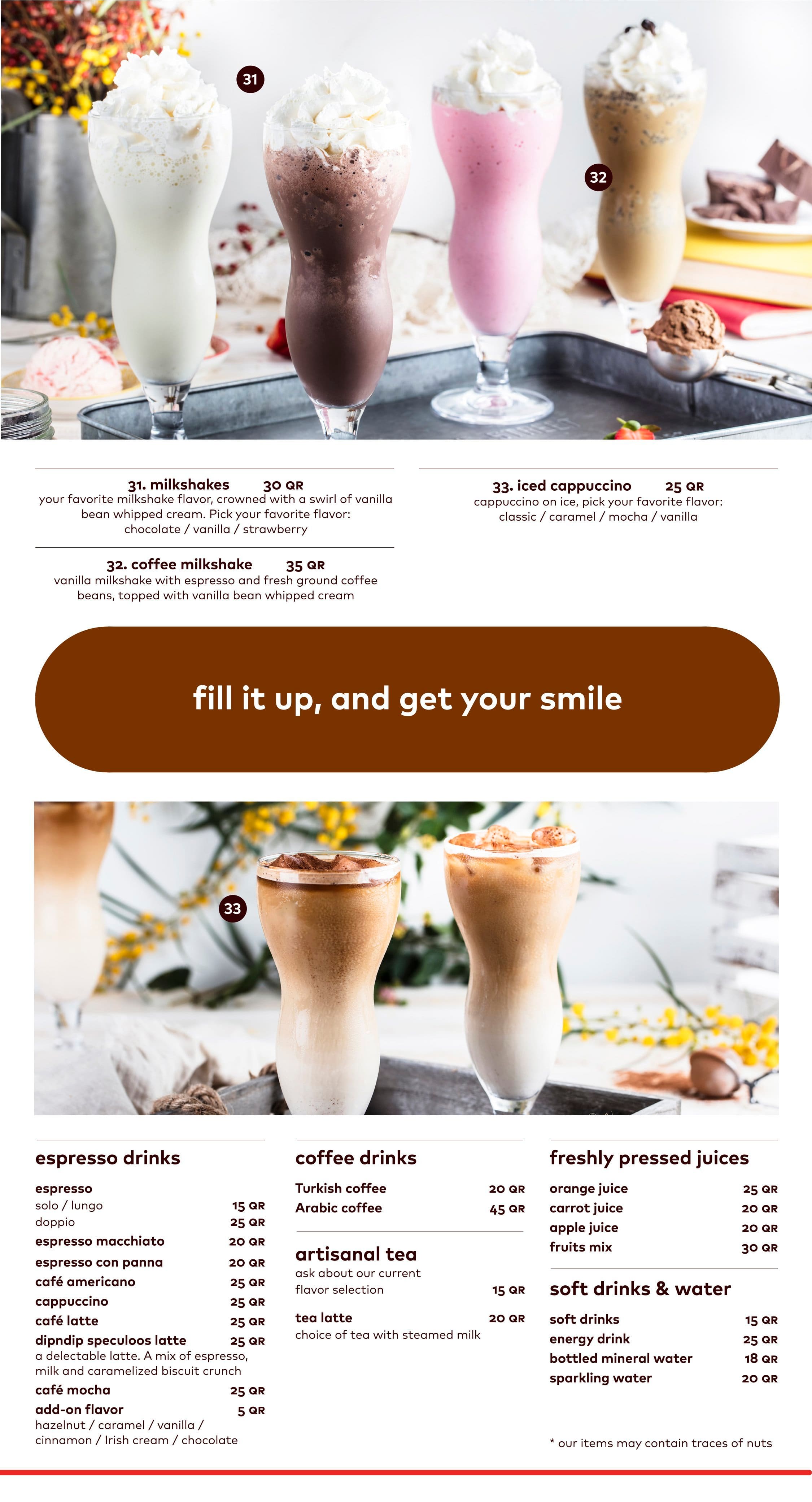 dipndip - Mall of Qatar menu