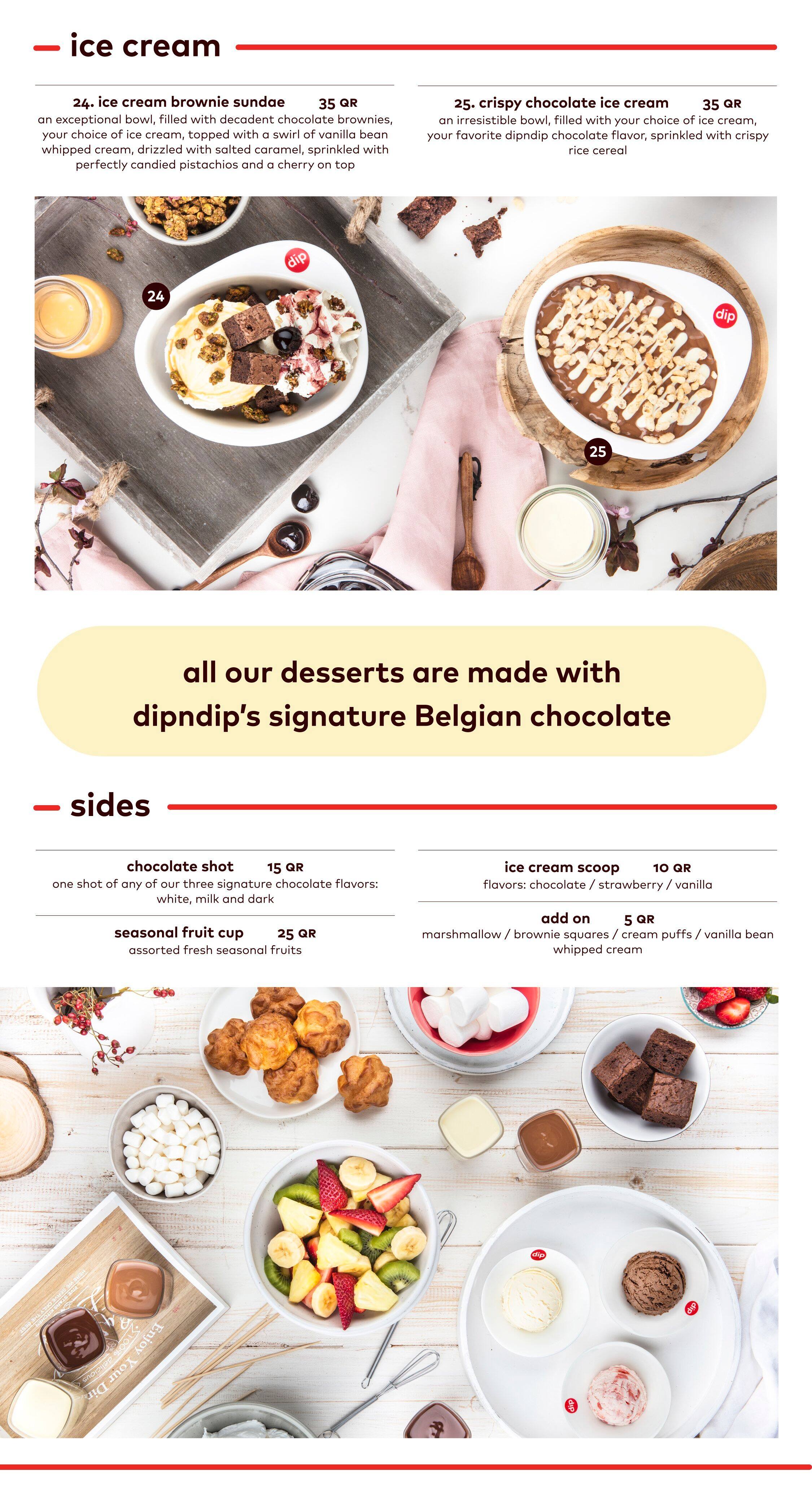 dipndip - Mall of Qatar menu