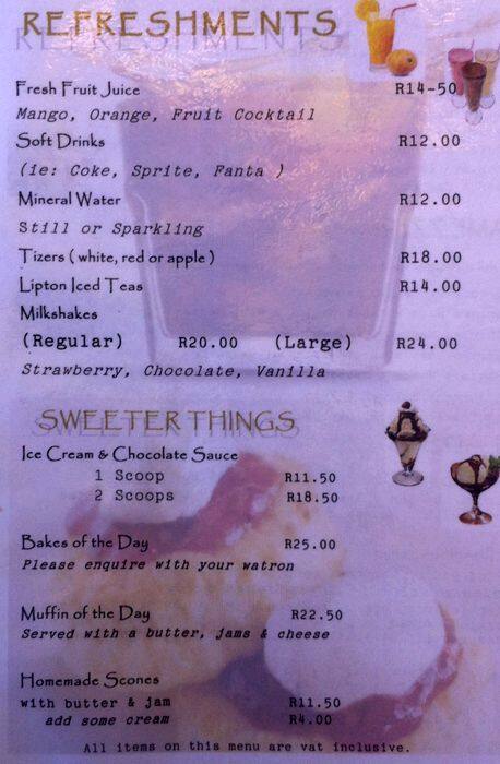 Menu At The Grove Tea Garden And Coffee Shop Cafe Benoni