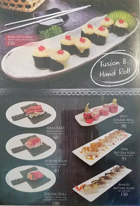 Menu At Sushi Masa Restaurant Jakarta Jl Muara Baru Ujung Gedung Pompa Jl Tuna Raya No 5