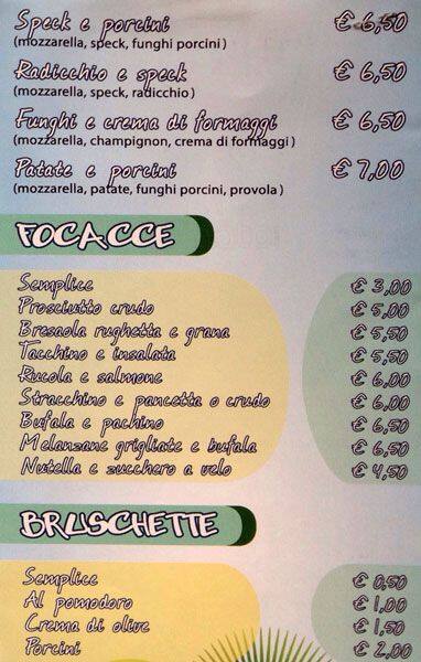 Menu di Pizzologia 