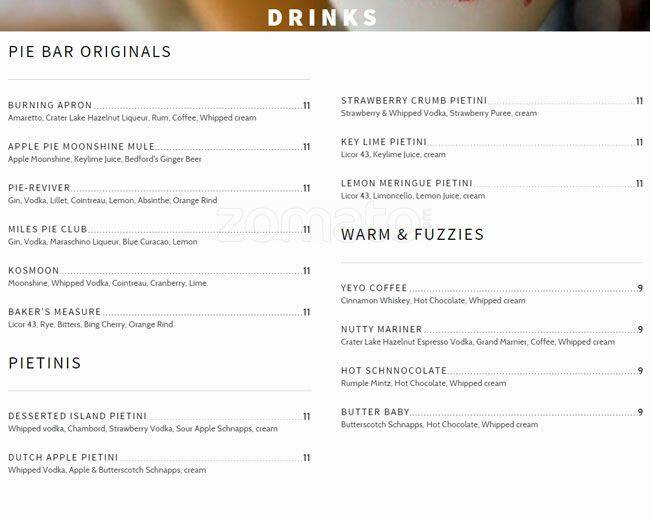 Pie Bar Menu, Menu for Pie Bar, Capitol Hill, Seattle Urbanspoon/Zomato