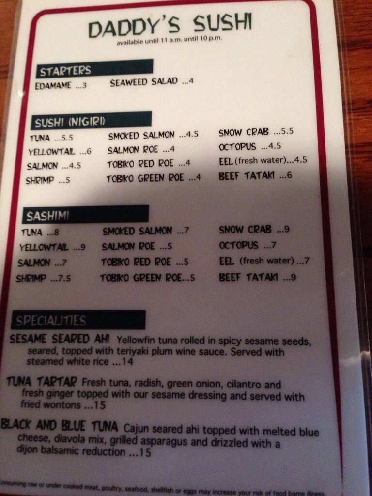 Menu at Kona Jack's Fish Market & Sushi Bar, Indianapolis