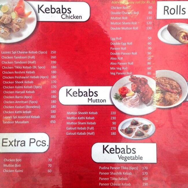 Lazeez Menu, Menu for Lazeez, Commercial Street, Bangalore Zomato