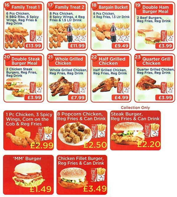 Menu at Chicken Express restaurant, London, 263 Bromley Road