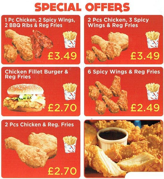 Menu at Chicken Express restaurant, London, 263 Bromley Road