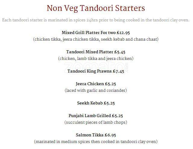 Indian Cottage Menu Menu For Indian Cottage West End Glasgow