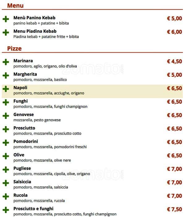 Menu di L'artigiano della Vera Pizza Napoletana 