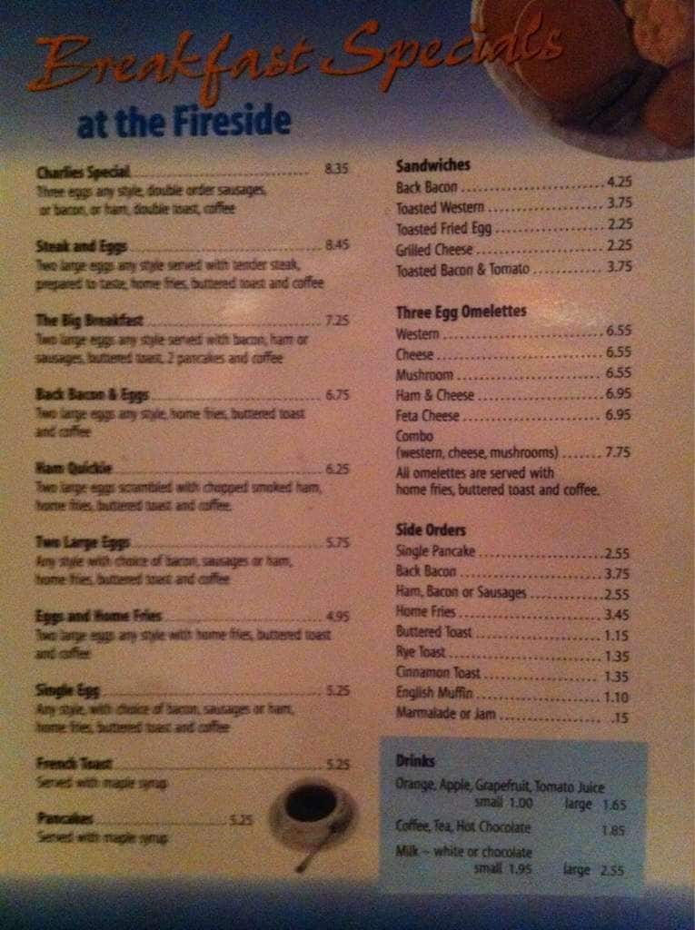 fireside martini grill menus