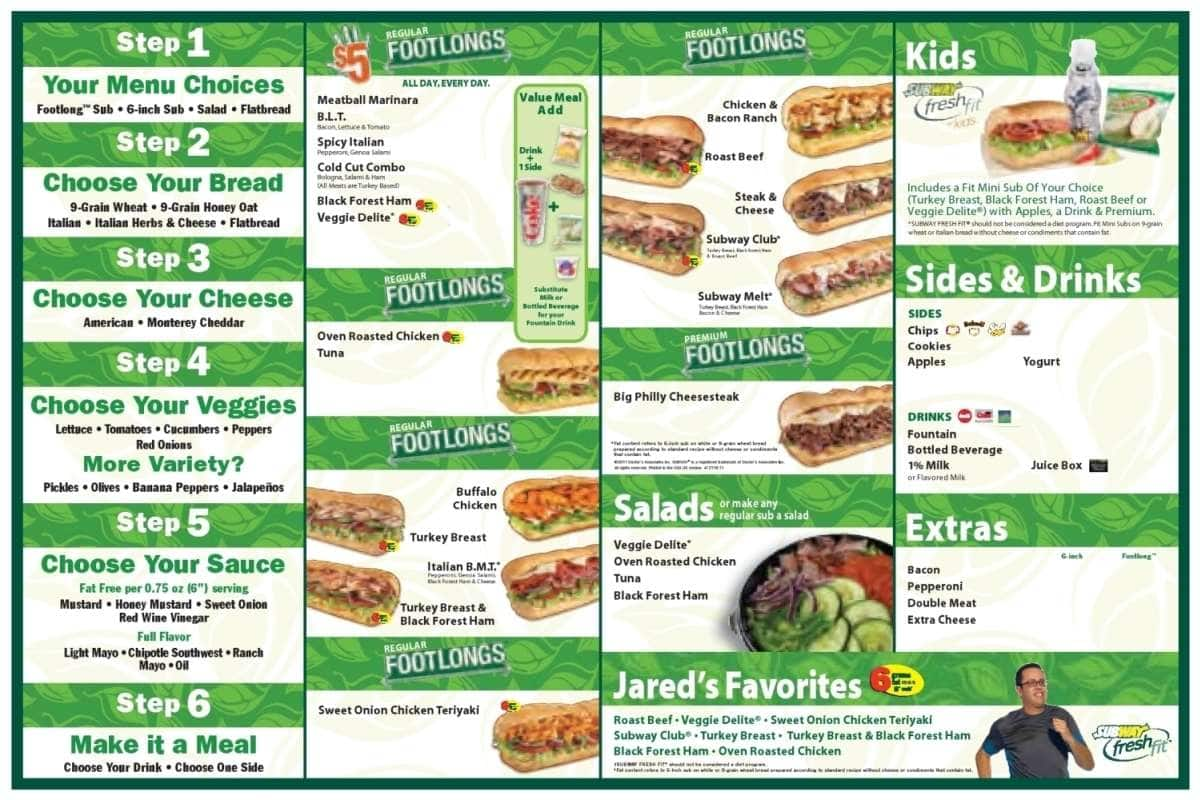 Subway Menu, Menu for Subway, Downtown Miami, Miami - Urbanspoon/Zomato