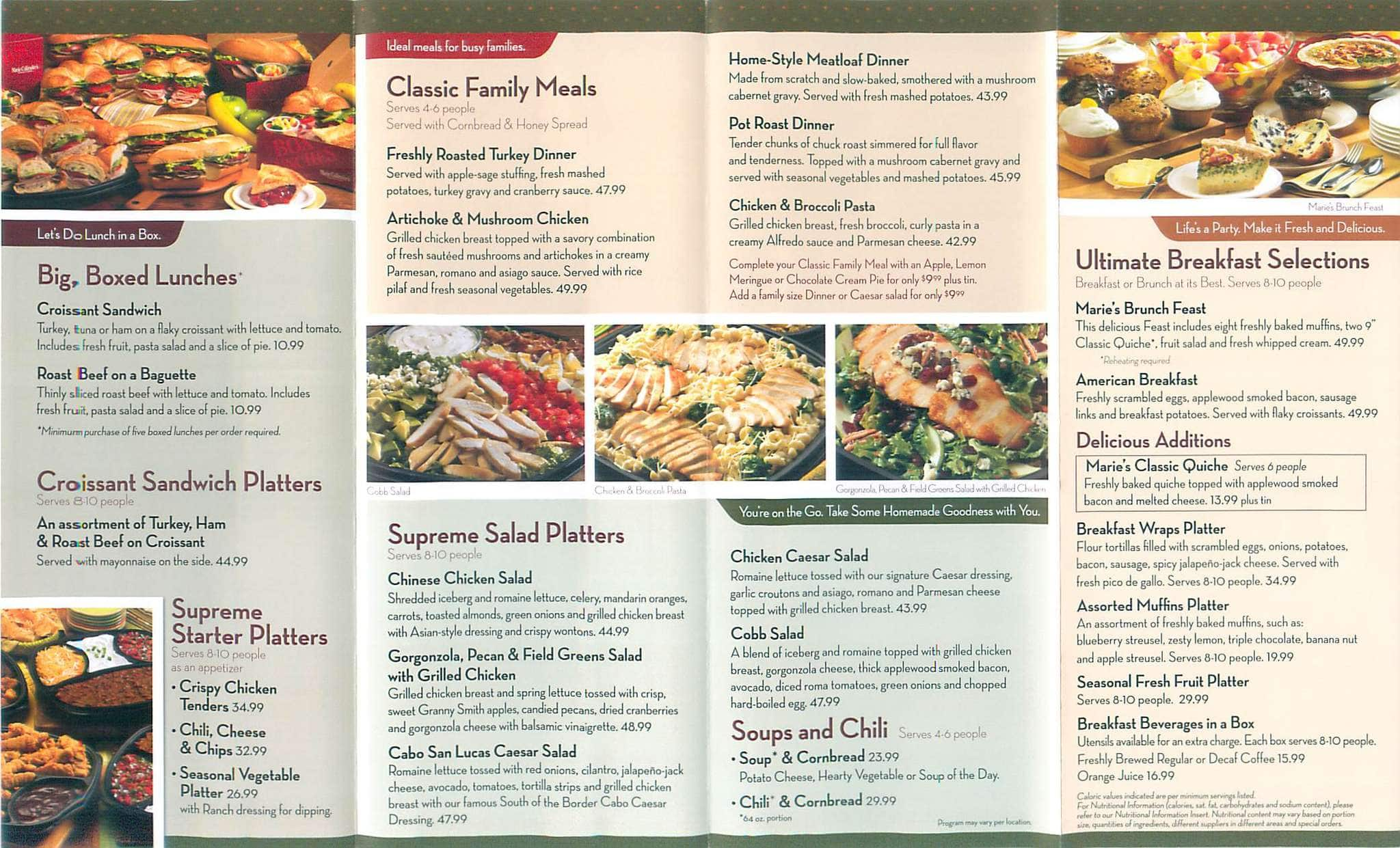 marie callender's menu prices