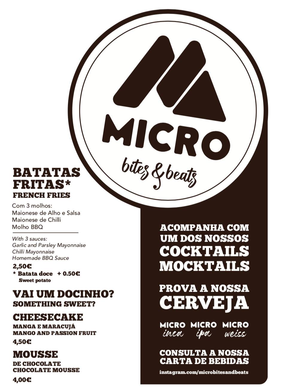Menu em Micro Bites & Beats pub & Bar, Lisboa