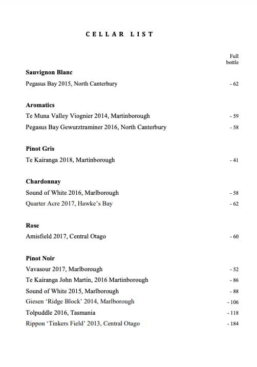 Menu at Pravda Cafe & Grill, Wellington