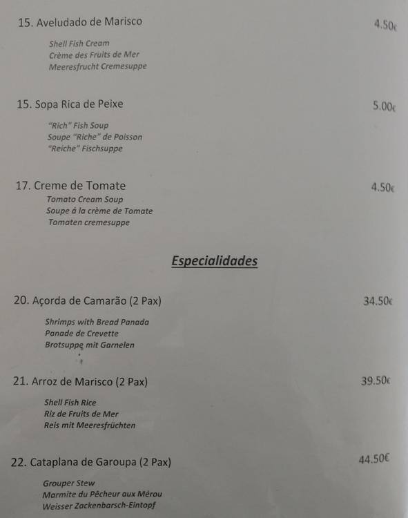 Menu em Terrace Hotel Arribas restaurante, Sintra