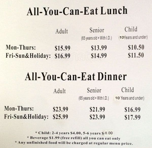 Menu at Makimono Japanese Restaurant, Pickering