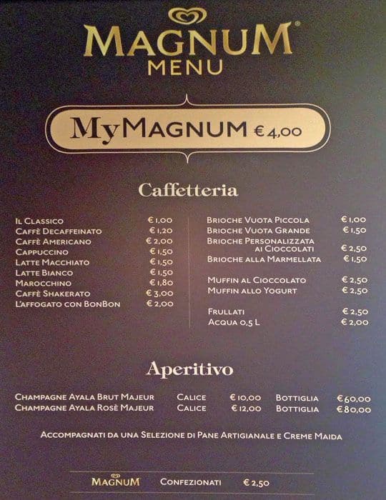 Menu di Magnum Pleasure Store 