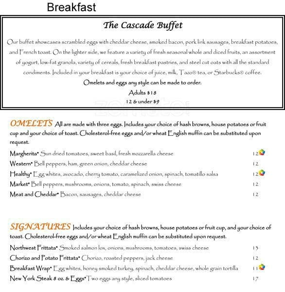 Menu at Bellevue Grille pub & bar, Bellevue, 100 112th Ave NE