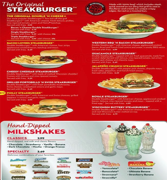 Menu at Steak 'n Shake fast food, Rockford, E State St