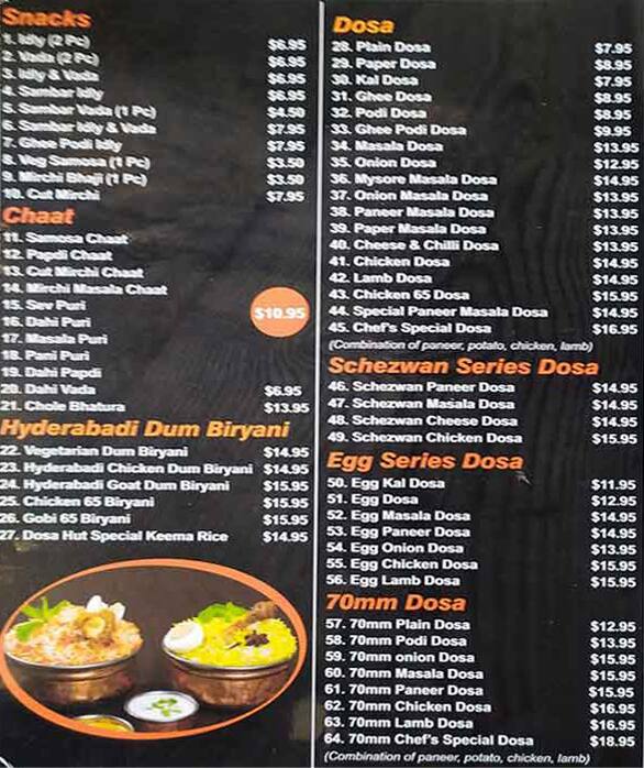 Dosa Hut Menu Menu For Dosa Hut Caroline Springs Melbourne