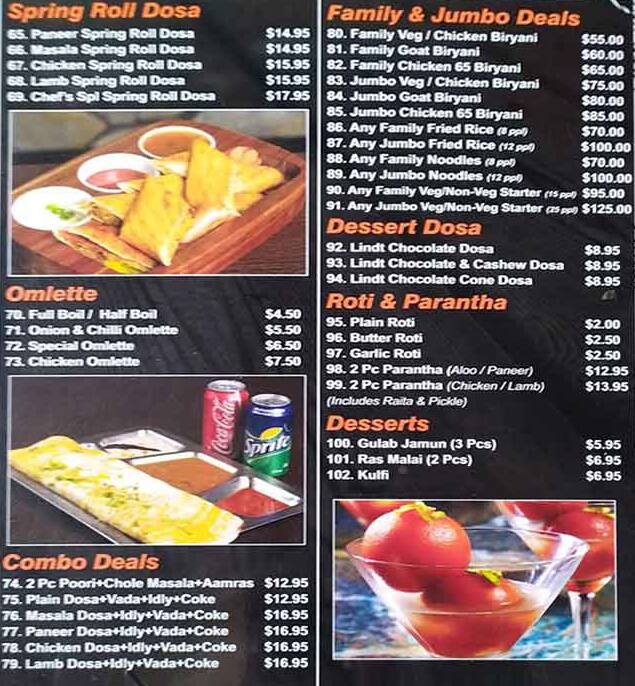 Dosa Hut Menu Menu For Dosa Hut Caroline Springs Melbourne