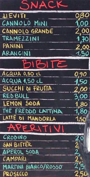 Menu di Bar l'Avolese 