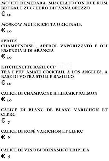 Menu di kitchenette 