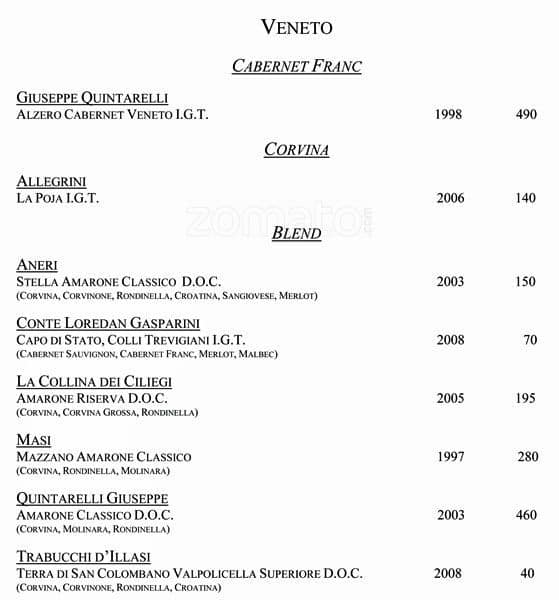 Menu di VUN Andrea Aprea 