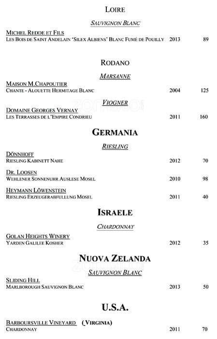 Menu di VUN Andrea Aprea 