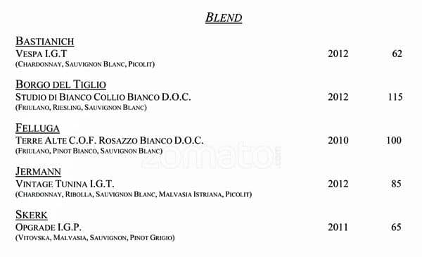 Menu di VUN Andrea Aprea 