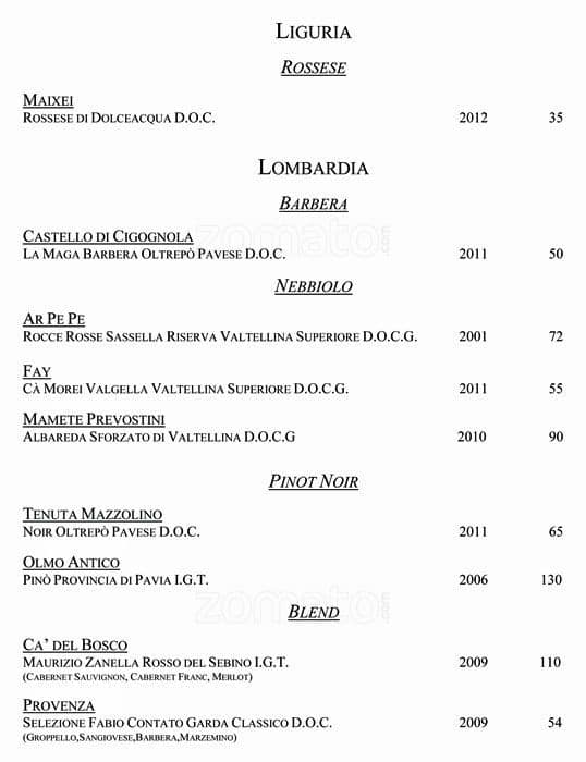 Menu di VUN Andrea Aprea 