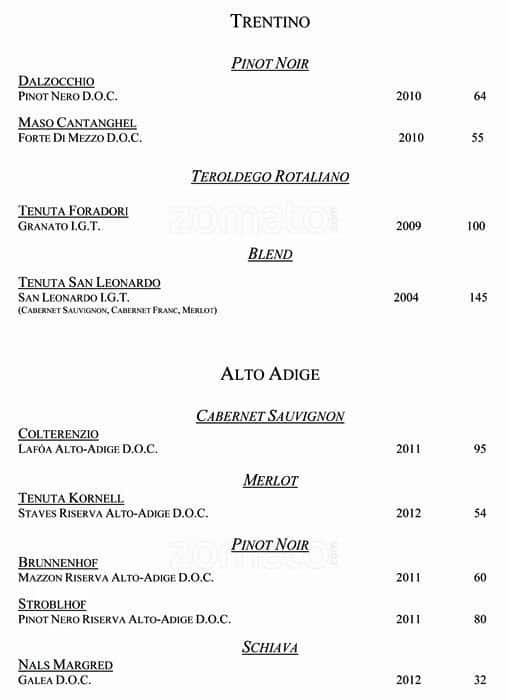 Menu di VUN Andrea Aprea 