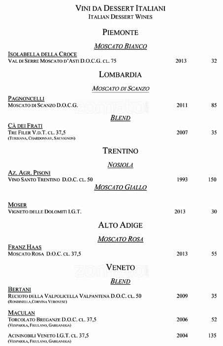 Menu di VUN Andrea Aprea 