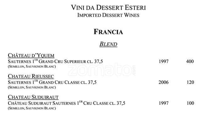 Menu di VUN Andrea Aprea 