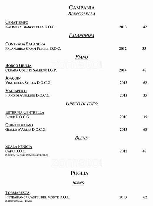 Menu di VUN Andrea Aprea 