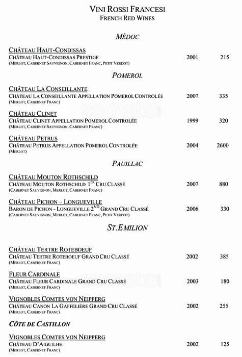 Menu di VUN Andrea Aprea 