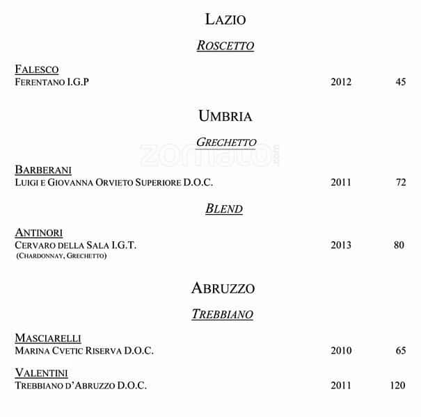 Menu di VUN Andrea Aprea 