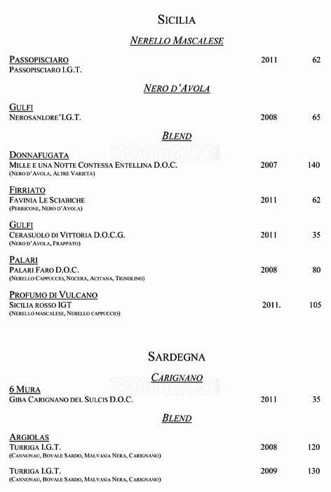 Menu di VUN Andrea Aprea 