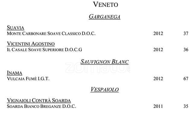 Menu di VUN Andrea Aprea 