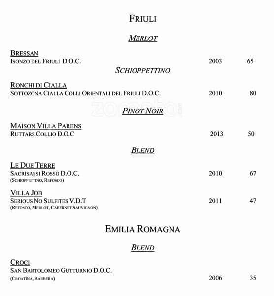Menu di VUN Andrea Aprea 