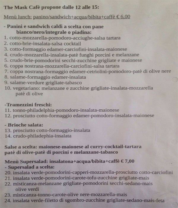 Menu di The Mask 