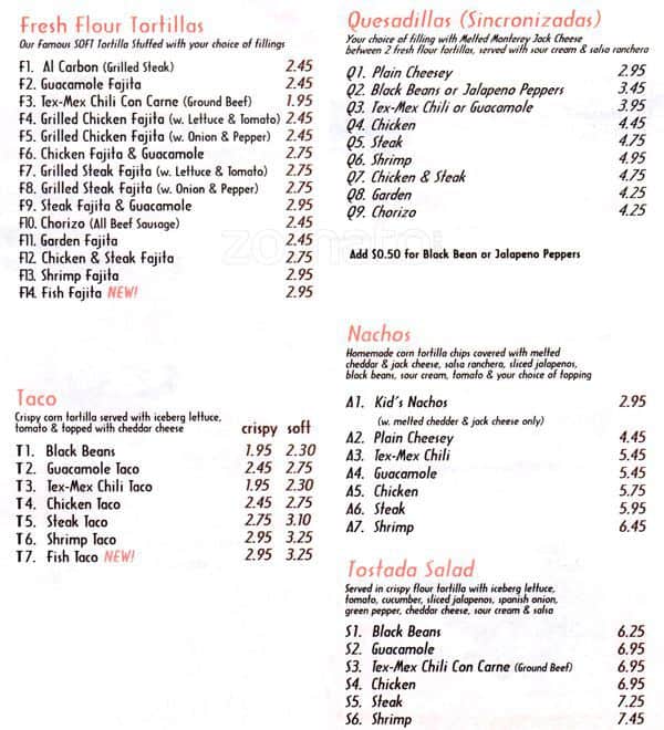 Jesus' Taco Menu, Menu for Jesus' Taco, Harlem, New York City
