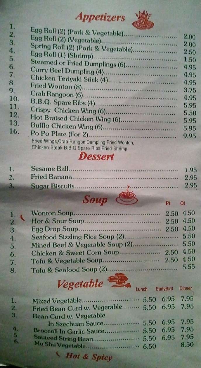 China Dragon Menu, Menu for China Dragon, Orange Beach, Mobile Bay