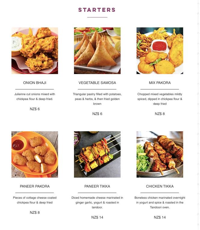 Menu at Star of India Hamilton restaurant, Hamilton