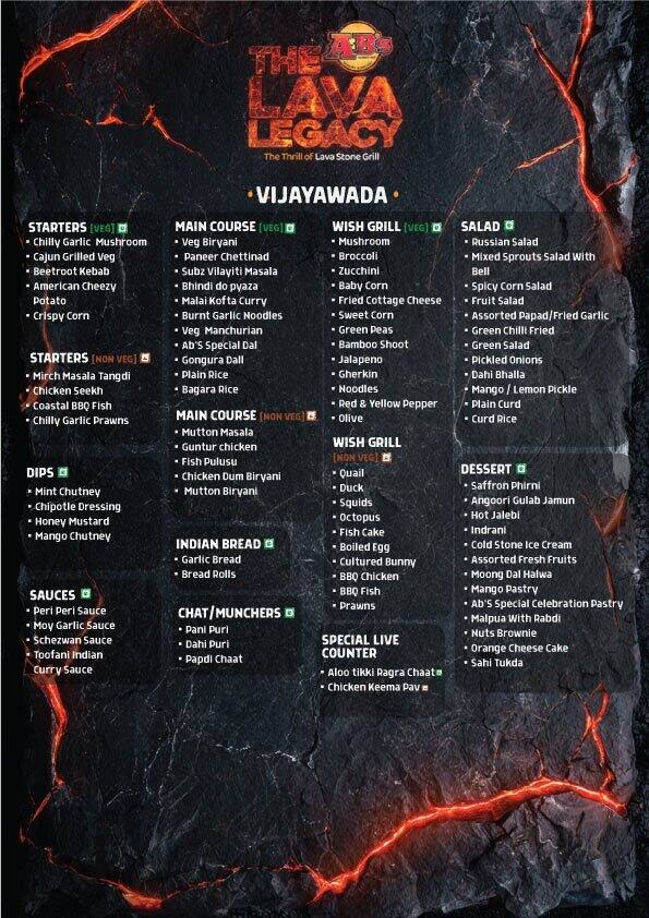 Menu of AB's - Absolute Barbecues, Gurunanak Colony, Vijayawada